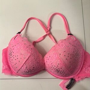 Victoria's Secret Sparkling Pink Lace Bra